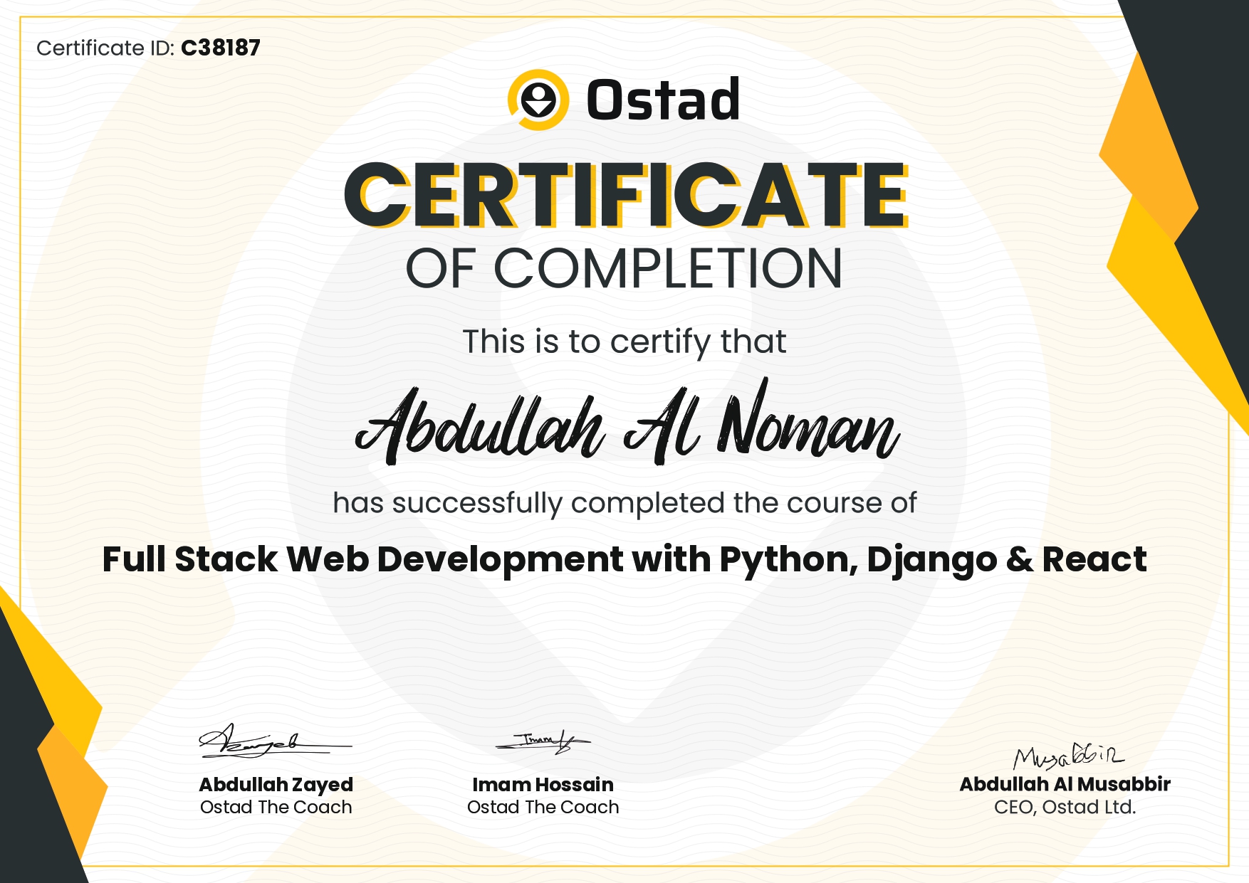 Full Stack Web Development Certificate